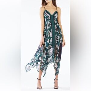 BCBGMAXAZRIA Asymmetrical Tulip Print Isabela Dress Size M $368 New